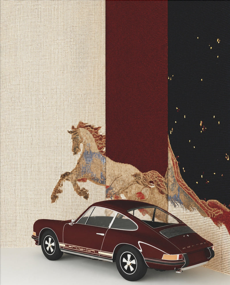 Vintage Porsche & Karussellpferd – Retro-Poster