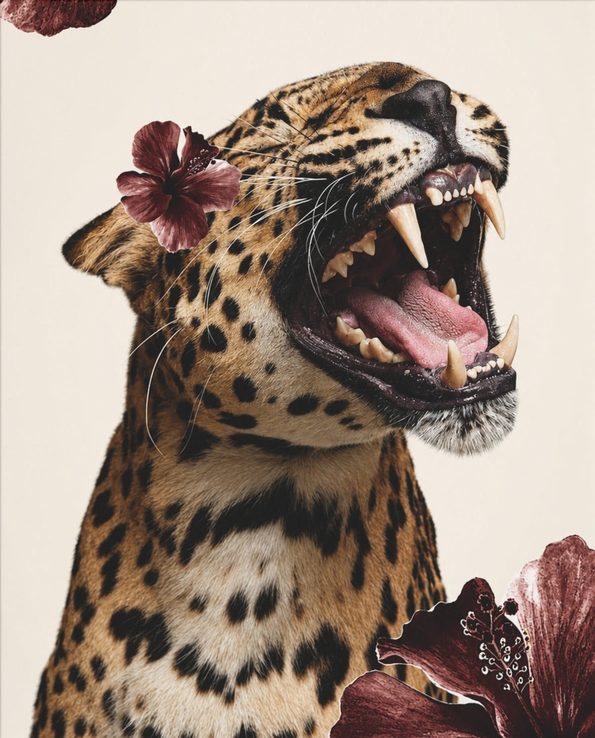 Jaguar in Blüten – Wildlife-Poster – Motiv in voller Größe