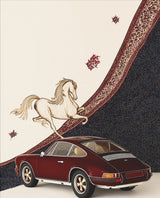 Vintage-Sportwagen & Pferd – Retro-Poster